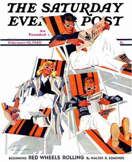 Ski Weld Saturday Evening Post Winter Vacation 1940_02_10 | The Saturday Evening Post Graphic Art Covers 1931-1969