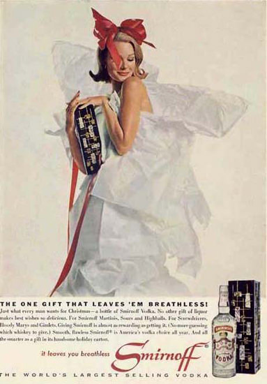 Smirnoff Vodka Gift That Leaves Breathless 1962 | Sex Appeal Vintage Ads and Covers 1891-1970