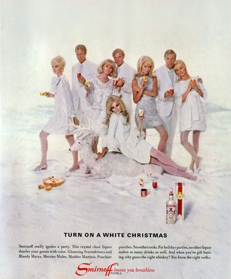 Smirnoff Vodka Turn On A White Christmas 1967 | Sex Appeal Vintage Ads and Covers 1891-1970