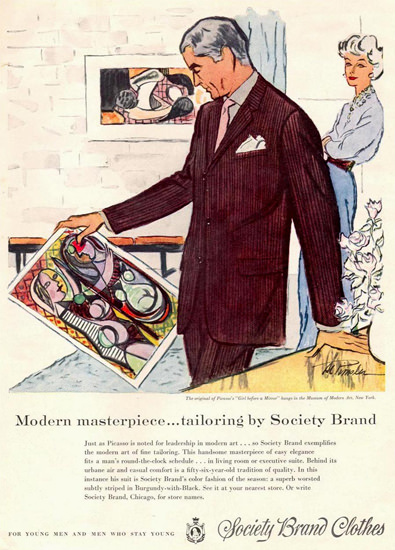 Society Brand Girl Befor A Mirror Picasso 1958 | Sex Appeal Vintage Ads and Covers 1891-1970