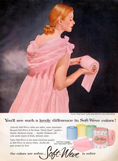 Soft-Weve Pink Girl Toilet Paper 1956 | Sex Appeal Vintage Ads and Covers 1891-1970