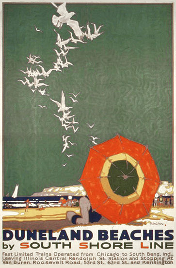 South Shore Line Duneland Beaches 1928 | Vintage Travel Posters 1891-1970