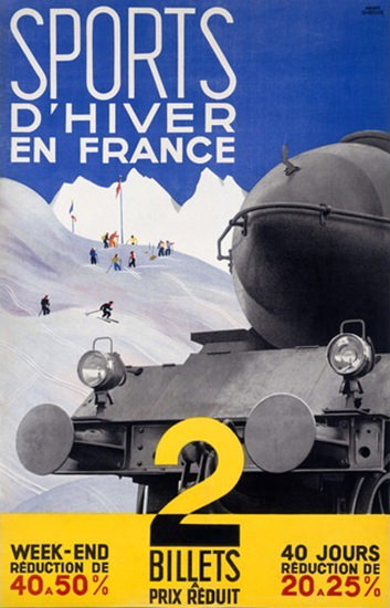 Sports D Hiver En France CF Francais Skiing | Vintage Travel Posters 1891-1970