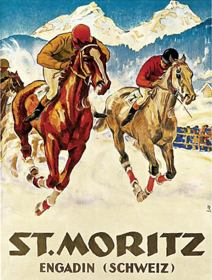 St Moritz Engadin Schweiz 1924 Switzerland | Vintage Travel Posters 1891-1970