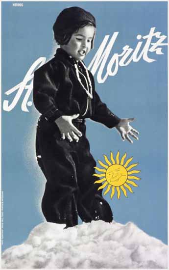 St Moritz Snow In The Sun Switzerland 1936 | Vintage Travel Posters 1891-1970