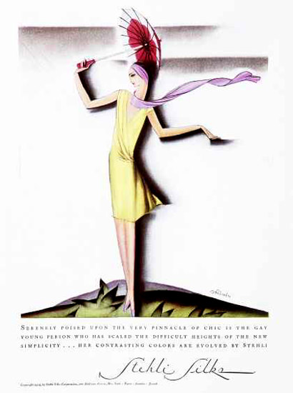 Stehli Silke Fashion Girl With Parasol 1929 | Sex Appeal Vintage Ads and Covers 1891-1970