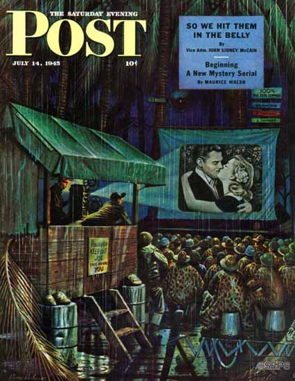 Stevan Dohanos Saturday Evening Post Army Entertainment 1945_07_14 | The Saturday Evening Post Graphic Art Covers 1931-1969