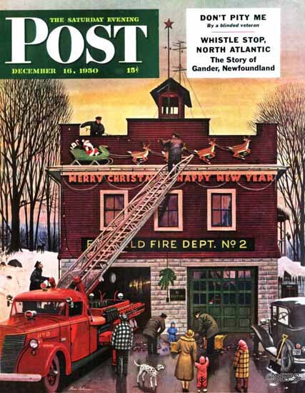 Stevan Dohanos Saturday Evening Post Christmas Fire Station 1950_12_16 | The Saturday Evening Post Graphic Art Covers 1931-1969