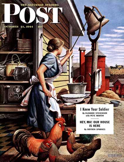 Stevan Dohanos Saturday Evening Post Dinner Bell 1944_10_21 | The Saturday Evening Post Graphic Art Covers 1931-1969