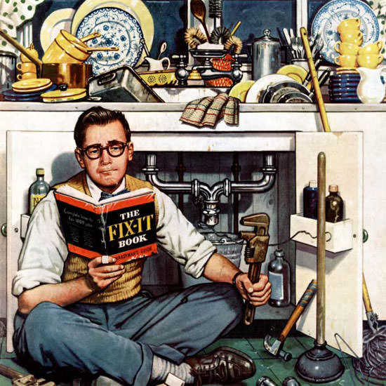 Stevan Dohanos Saturday Evening Post Fix-It 1956_01_14 Copyright crop | Best of 1950s Ad and Cover Art