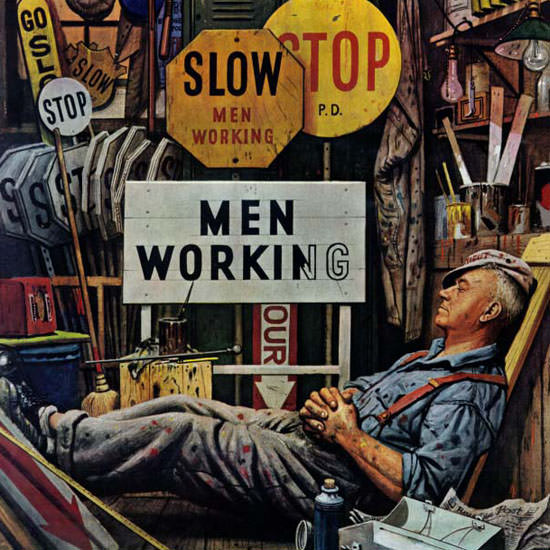 Stevan Dohanos Saturday Evening Post Men 1947_04_12 Copyright crop | Best of 1940s Ad and Cover Art