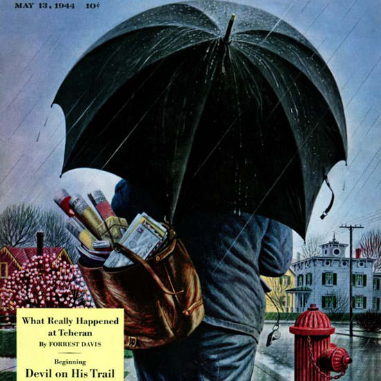 Stevan Dohanos Saturday Evening Post Rain 1944_05_13 Copyright crop | Best of Vintage Cover Art 1900-1970