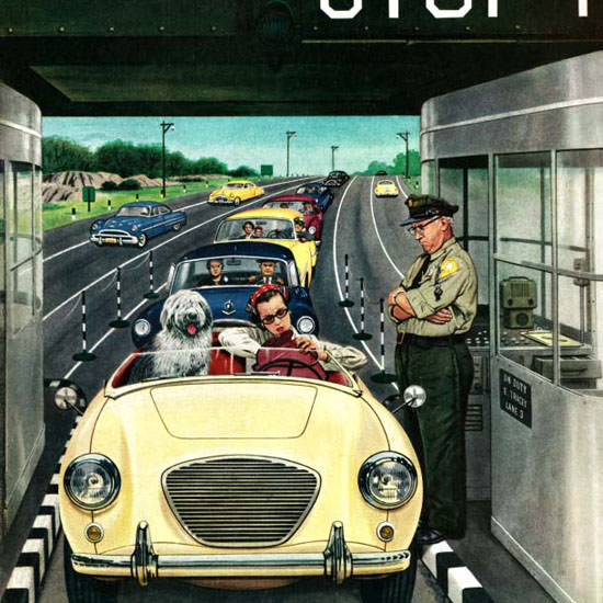 Stevan Dohanos Saturday Evening Post Toll 1956_04_07 Copyright crop | Best of Vintage Cover Art 1900-1970