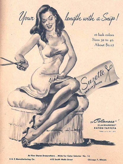 Suzette Snip-It-Slips Girl Your Lenght With A Snip | Sex Appeal Vintage Ads and Covers 1891-1970