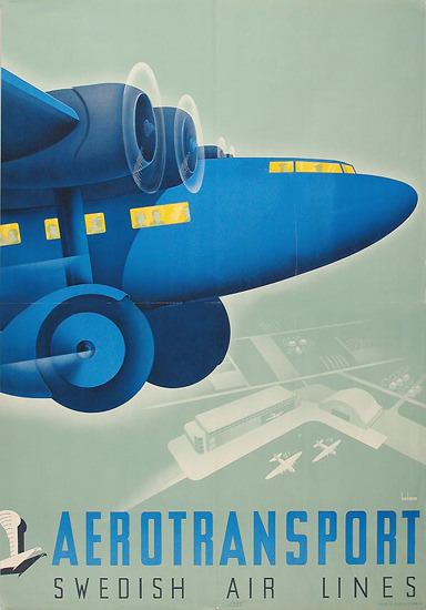 Swedish Air Lines Aerotransport 1930s | Vintage Travel Posters 1891-1970