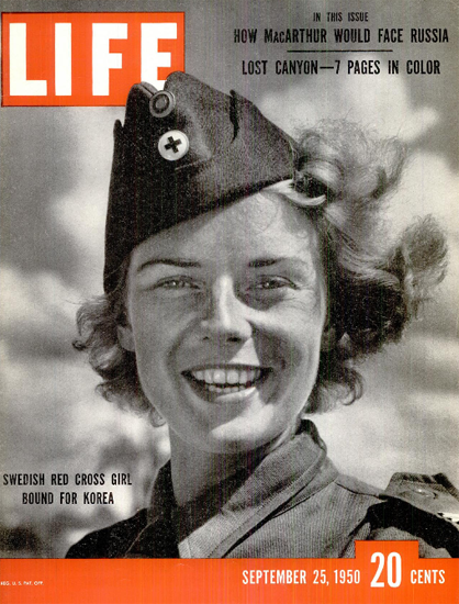 Swedish Red Cross Girl for Korea 25 Sep 1950 Copyright Life Magazine | LIFE Photo b/w Swedish Red Cross Girl for Korea 25 Sep 1950 Copyright Life Magazine | Life Magazine BW Photo Covers 1936-1970
