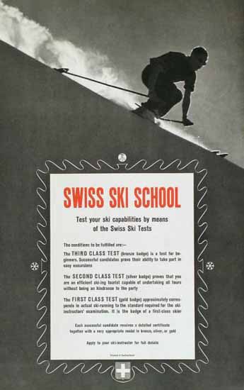 Swiss Ski School Swiss Ski Test 1945 | Vintage Travel Posters 1891-1970