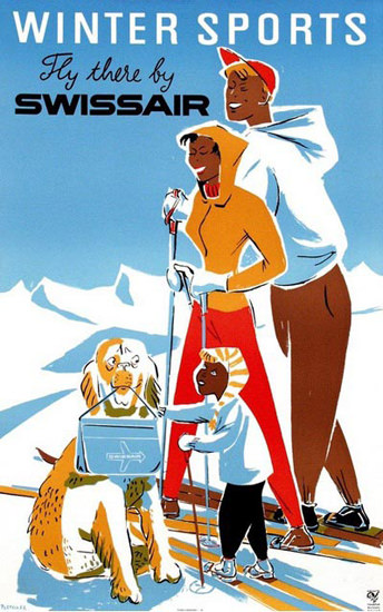 Swissair Winter Sports Switzerland 1953 | Vintage Travel Posters 1891-1970