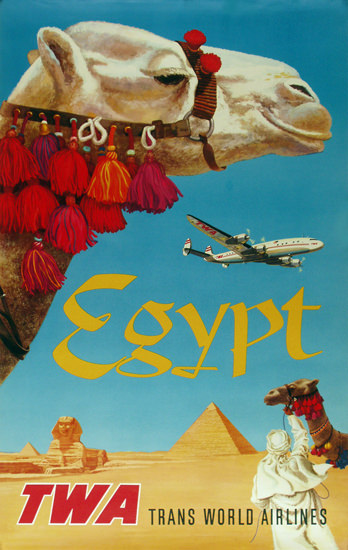TWA Egypt Super Constellation 1960 | Vintage Travel Posters 1891-1970