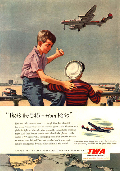 TWA Paris Boys Super Constellation | Vintage Travel Posters 1891-1970