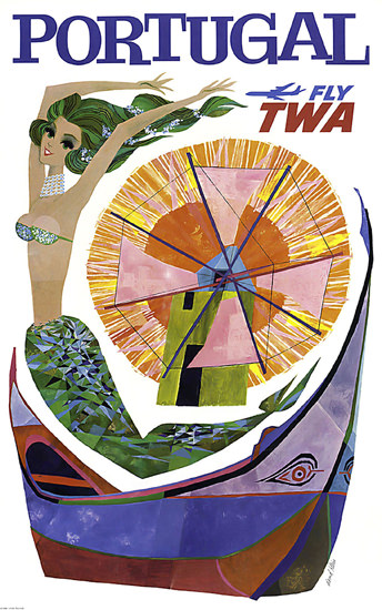TWA Portugal Mermaid Ship Windmill | Sex Appeal Vintage Ads and Covers 1891-1970