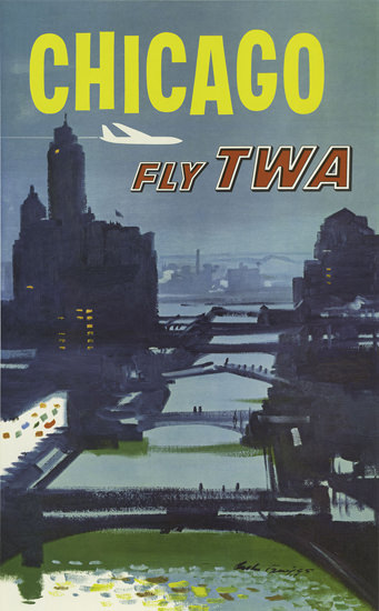 TWA Trans World Airlines Chicago 1960 | Vintage Travel Posters 1891-1970
