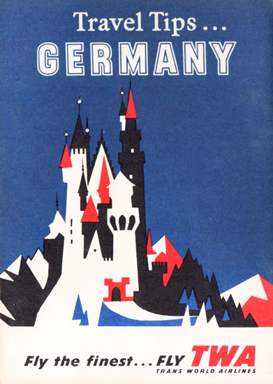 TWA Trans World Airlines Germany 1956 Castle | Vintage Travel Posters 1891-1970