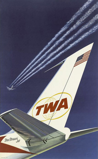 TWA Trans World Airlines Jet Tail Fin 1962 | Vintage Travel Posters 1891-1970