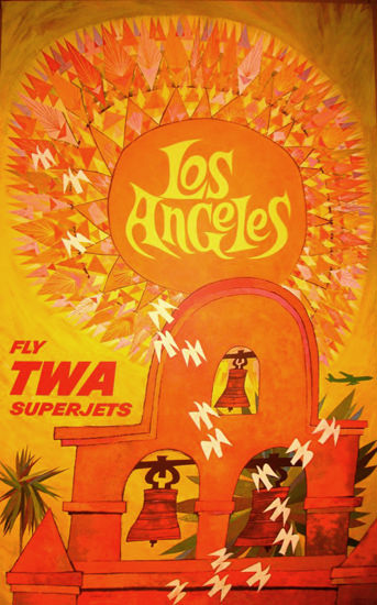 TWA Trans World Airlines Los Angeles 1960s Klein | Vintage Travel Posters 1891-1970