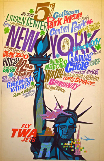 TWA Trans World Airlines New York 1960s D Klein | Vintage Travel Posters 1891-1970
