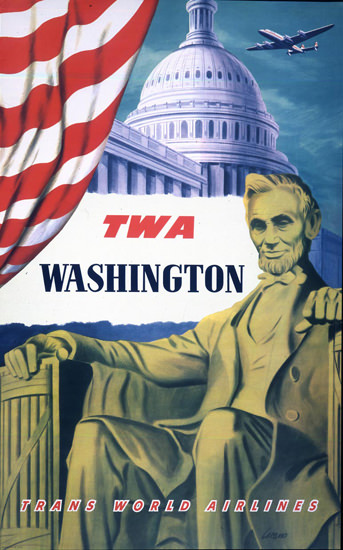 TWA Washington Super Constellation 1951 | Vintage Travel Posters 1891-1970