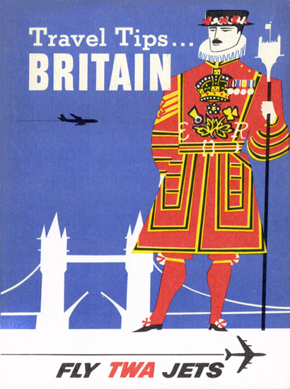 TWA World Airlines Britain 1956 Tower Bridge | Vintage Travel Posters 1891-1970