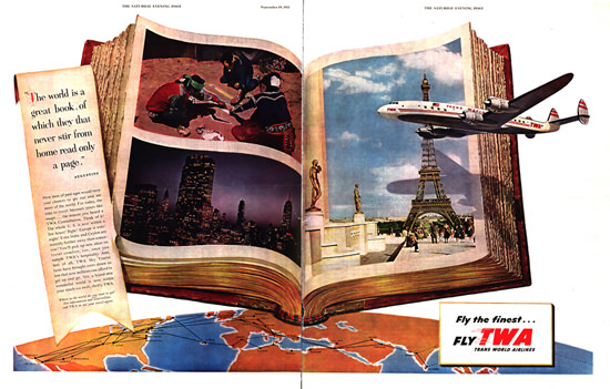 TWA World Is A Great Book New York Paris 1953 | Vintage Travel Posters 1891-1970