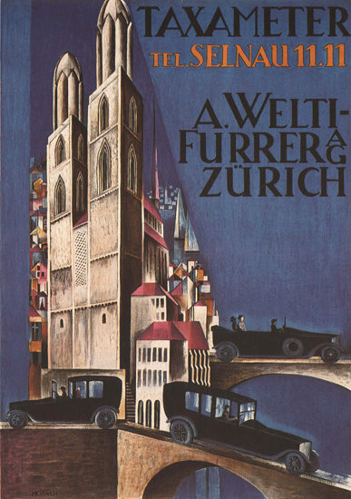 Taxameter A Welti-Furrer AG Zuerich Switzerland | Vintage Travel Posters 1891-1970