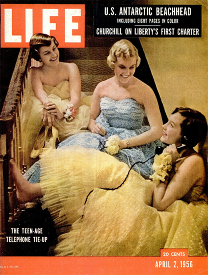 Teen-Age Telephone Tie-Up 2 Apr 1956 Copyright Life Magazine | Life Magazine Color Photo Covers 1937-1970