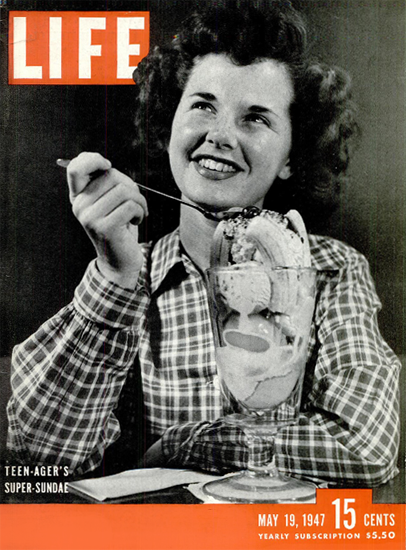 Teen-Agers Super-Sundae 19 May 1947 Copyright Life Magazine | LIFE Photo b/w Teen-Agers Super-Sundae 19 May 1947 Copyright Life Magazine | Life Magazine BW Photo Covers 1936-1970