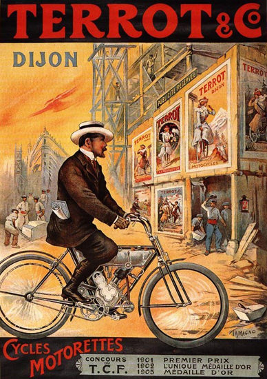 Terrot Cie Dijon Cycles Motorettes 1909 | Vintage Travel Posters 1891-1970