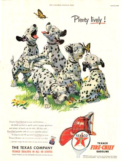 Texaco Plenty Lively 1953 Dalmatian Puppies | Vintage Ad and Cover Art 1891-1970