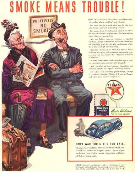 Texaco Smoke Means Trouble No Smoking 1941 | Vintage Ad and Cover Art 1891-1970