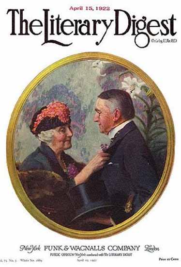 The Literary Digest Pinning Boutonniere 1922 Norman Rockwell | 400 Norman Rockwell Magazine Covers 1913-1963