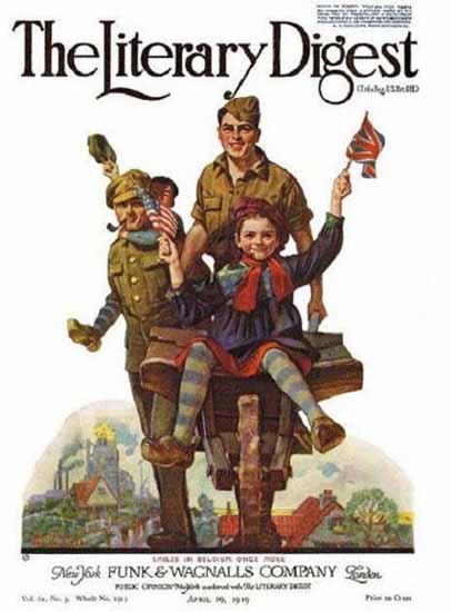 The Literary Digest Smiles in Belgium 1919 Norman Rockwell | 400 Norman Rockwell Magazine Covers 1913-1963