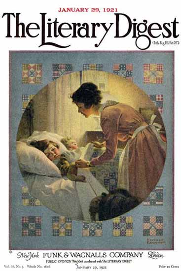 The Literary Digest Taking Children in Bed 1921 Norman Rockwell | 400 Norman Rockwell Magazine Covers 1913-1963