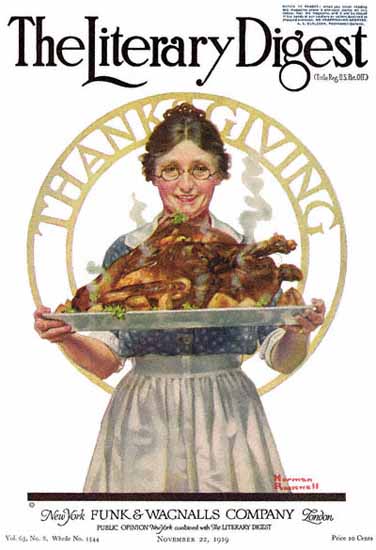 The Literary Digest Thanksgiving 1919 Norman Rockwell | 400 Norman Rockwell Magazine Covers 1913-1963