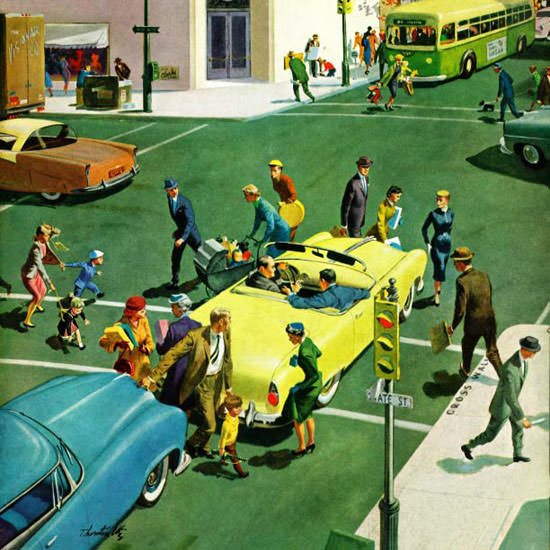 Thornton Utz Saturday Evening Post Blocking 1955_09_17 Copyright crop | Best of Vintage Cover Art 1900-1970