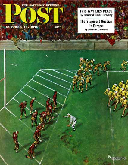Thornton Utz Saturday Evening Post Third Down Goal to Go 1949_10_15 | The Saturday Evening Post Graphic Art Covers 1931-1969