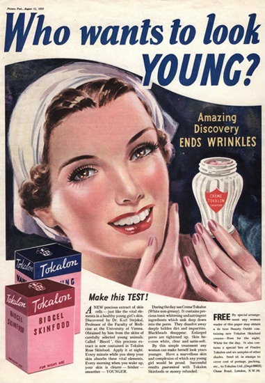 Tokalon Biocel Skinfood Beauty To Look Young | Sex Appeal Vintage Ads and Covers 1891-1970