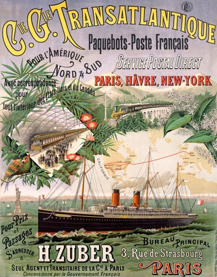 Transatlantique Liner Paris Havre New York | Vintage Travel Posters 1891-1970