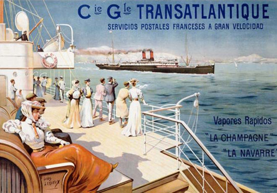 Transatlantique Servicios Postales 1910 | Vintage Travel Posters 1891-1970