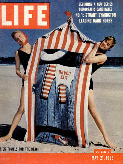 Trick Towels for the Beach 21 May 1956 Copyright Life Magazine | Life Magazine Color Photo Covers 1937-1970