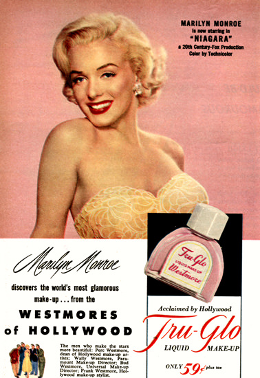 Tru-Glo Marilyn Monroe Niagara 1953 | Sex Appeal Vintage Ads and Covers 1891-1970